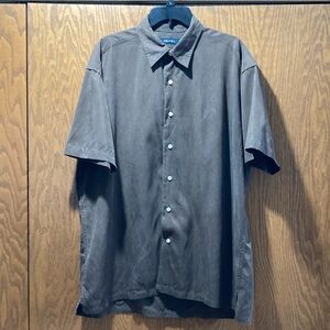 Men’s Nautical chocolate bottom down brown short sleeve dress shirt. Size XL